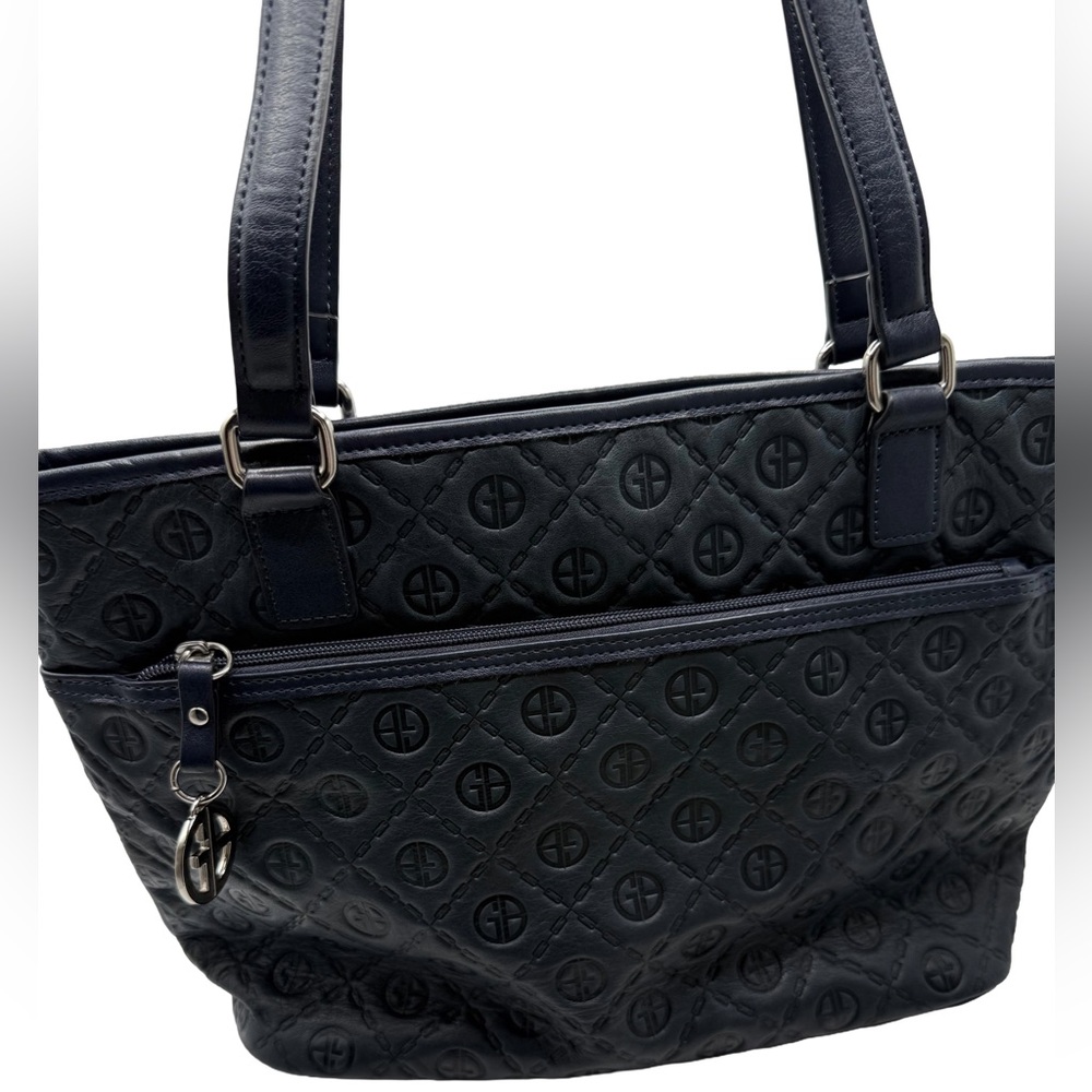 Giani Bernini Dark Navy Blue Embossed Tote